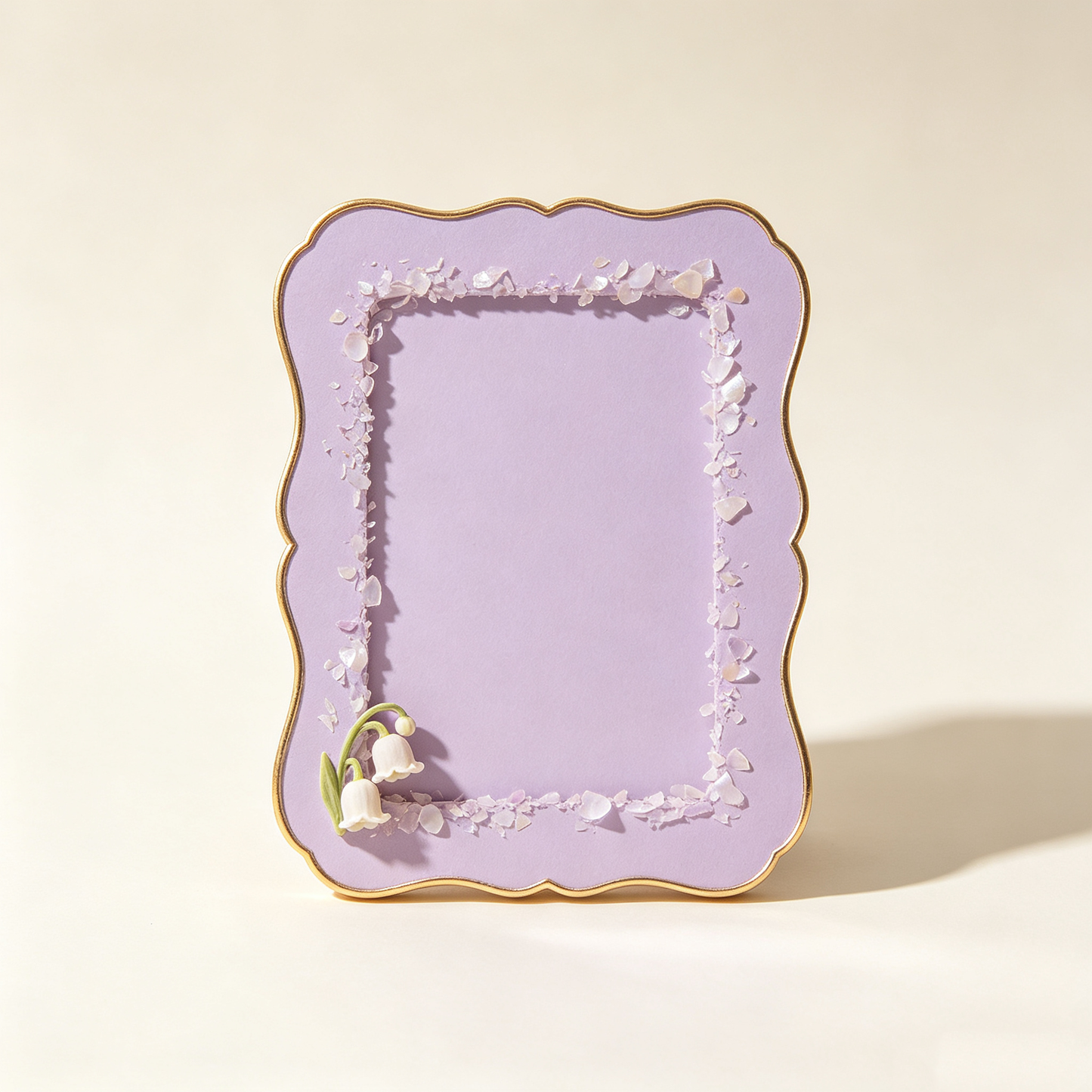 Lavender Wavy Lily of the Valley Shell Chip Photo Frame