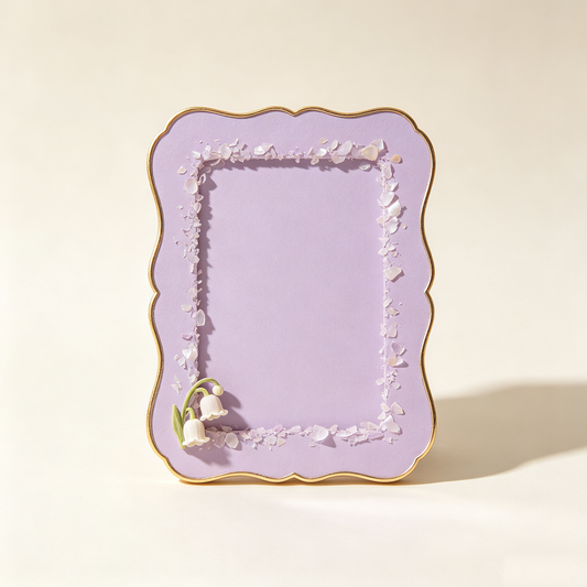 Lavender Wavy Lily of the Valley Shell Chip Photo Frame