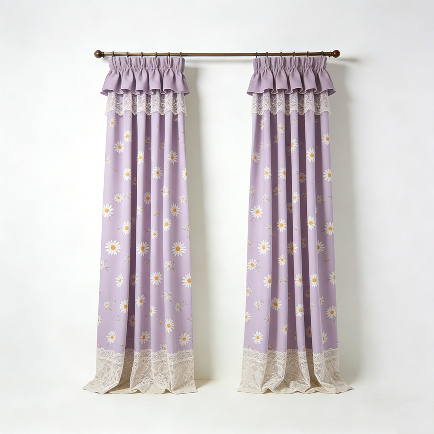 Purple Daisy Ruffle Curtain