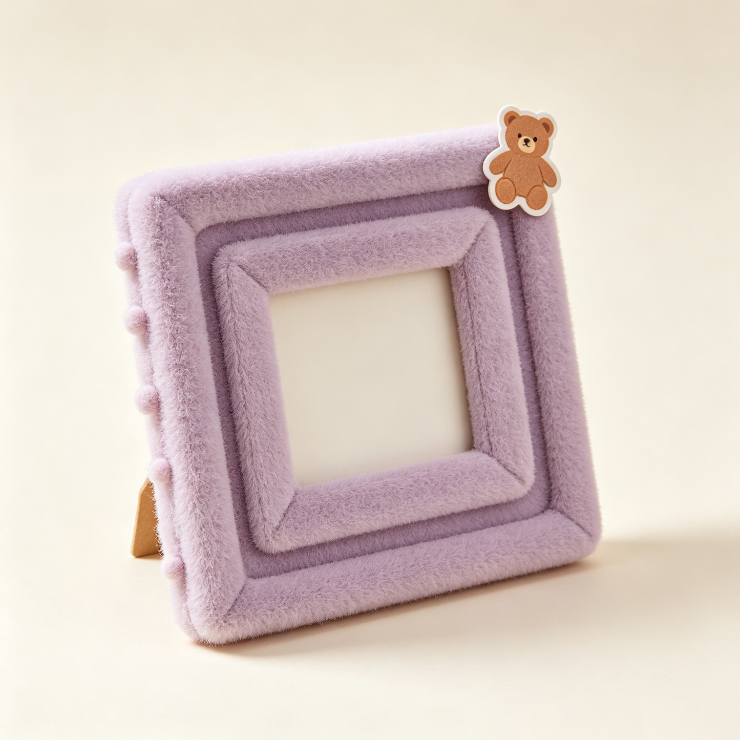 Purple Plush Layered Bear Badge Photo Frame