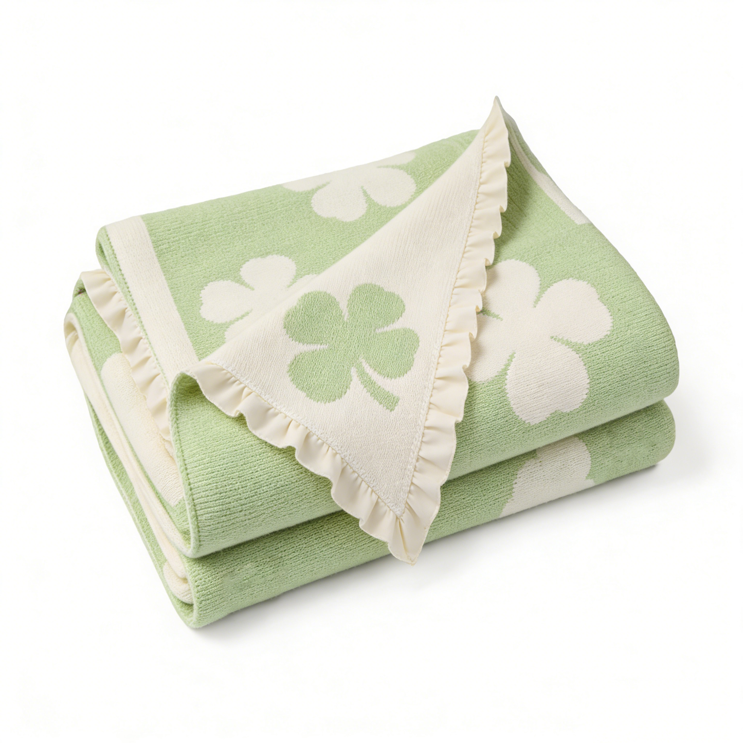 Clover Ruffle Knit Throw Blanket