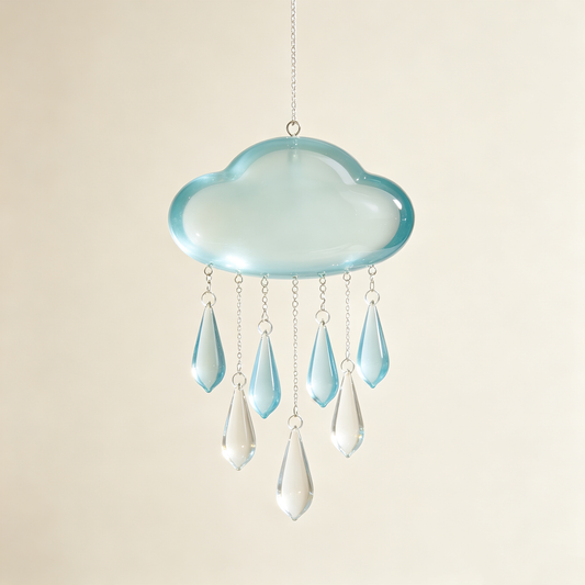 Blue Cloud Raindrop Crystal Wind Chime