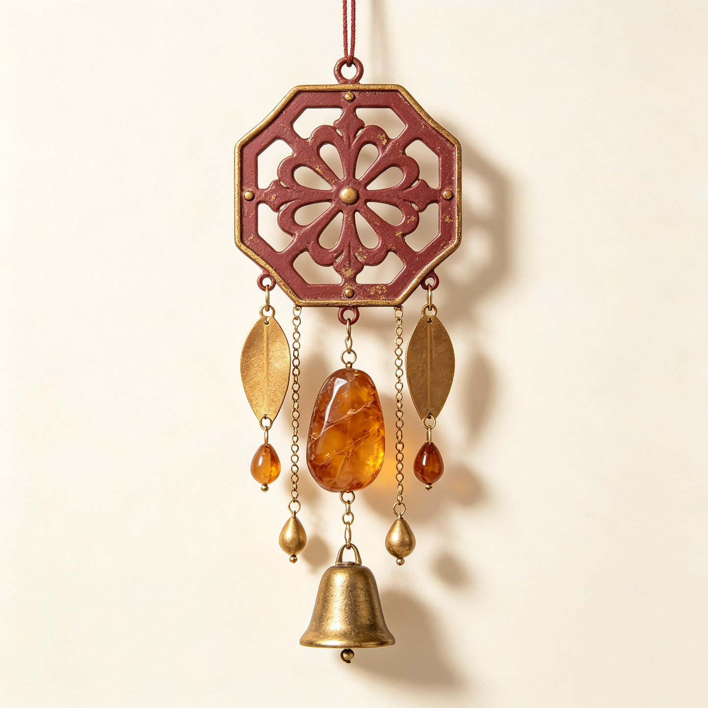 Retro Amber Floral Metal Wind Chime