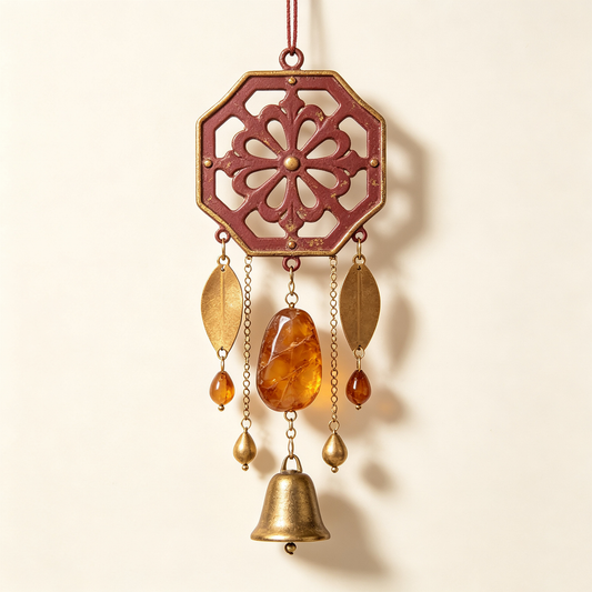 Retro Amber Floral Metal Wind Chime
