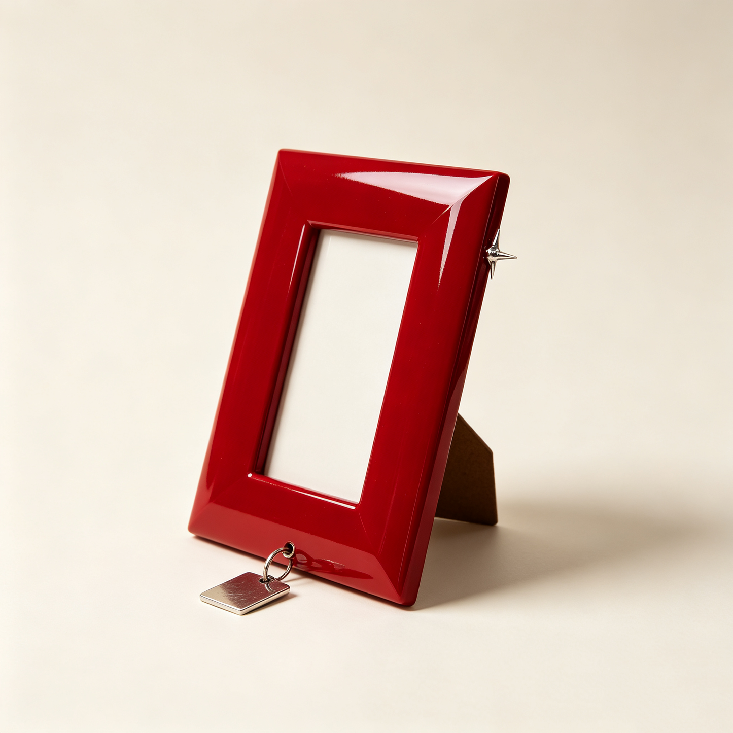 Bright Red Glossy Star‑Charm Vertical Photo Frame