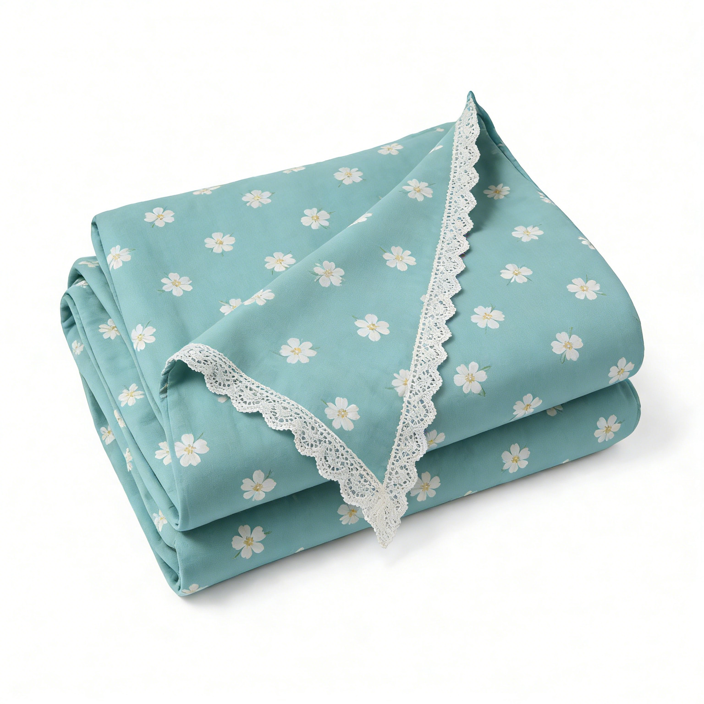 Teal Daisy Lace Throw Blanket