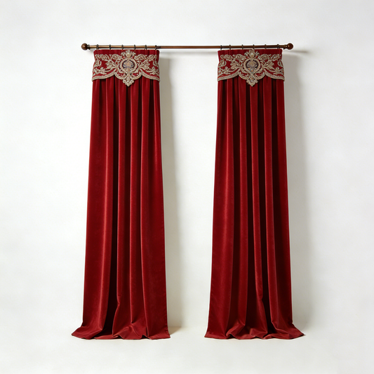 Red Velvet Ornate Curtain