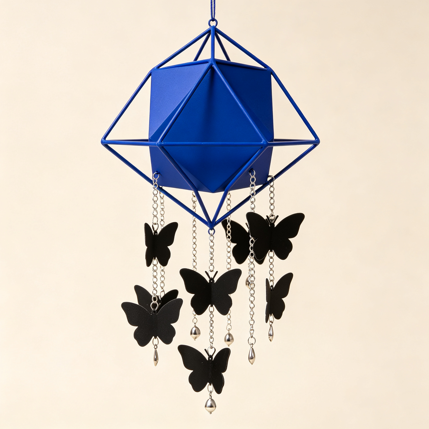 Blue Geometric Butterfly Wind Chime