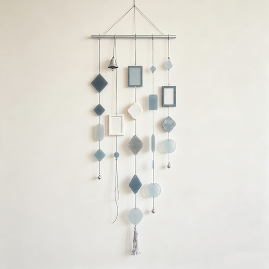 Grey Geometric Frame Bell Wall Hanging