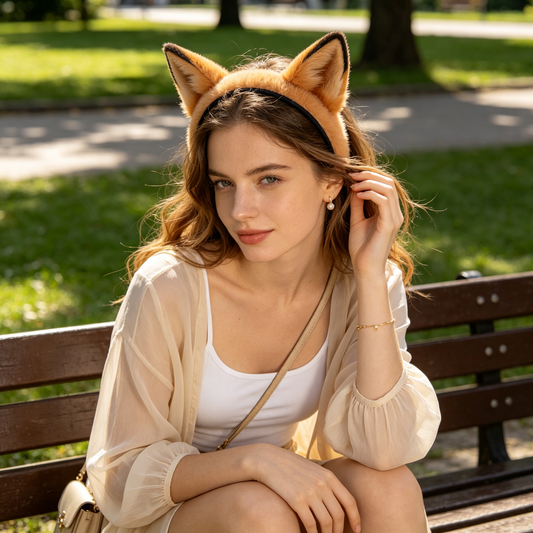 Tan Fox Ear Fur Headband