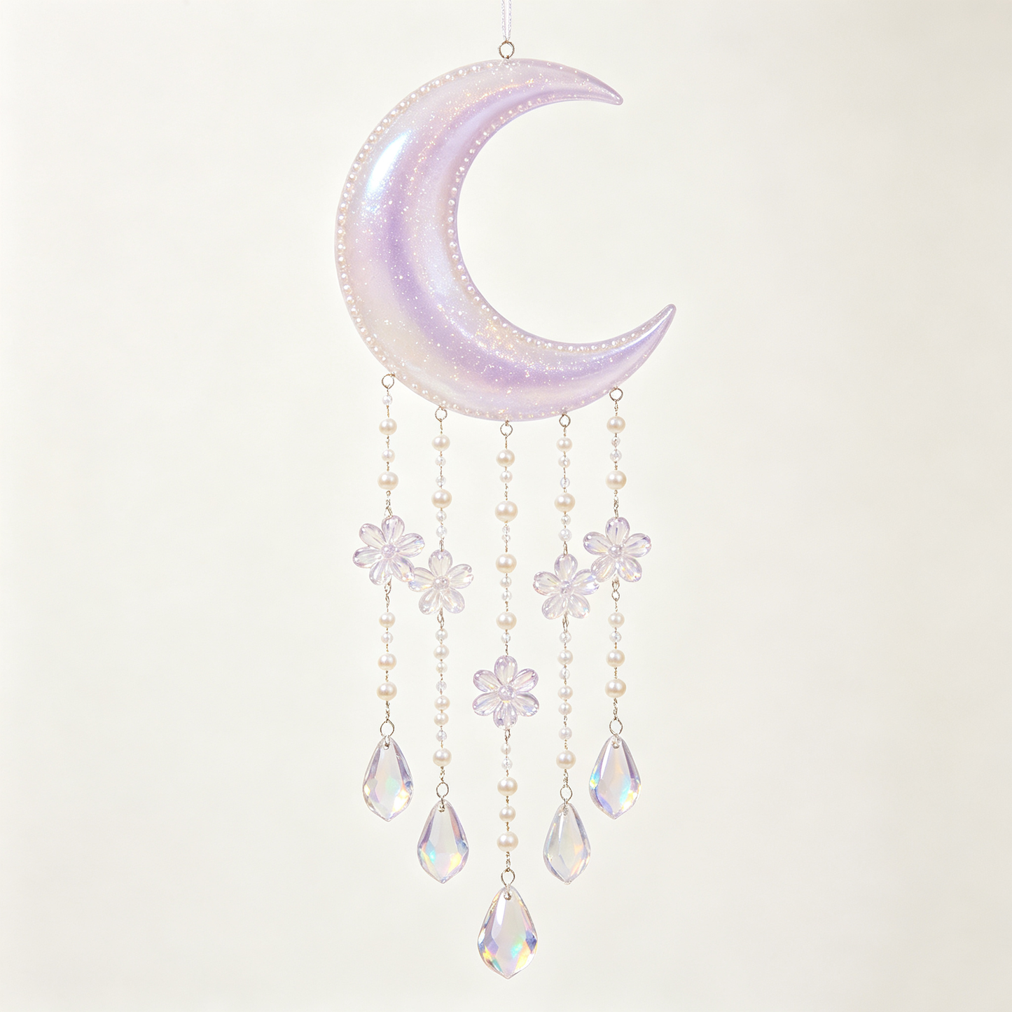 Lavender Moon Pearl Crystal Wind Chime