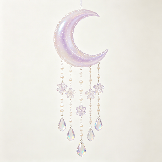 Lavender Moon Pearl Crystal Wind Chime