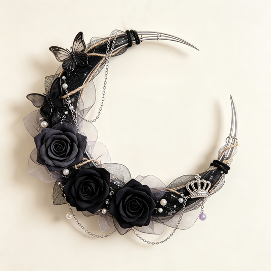 Black Rose Moon Wreath Hanging