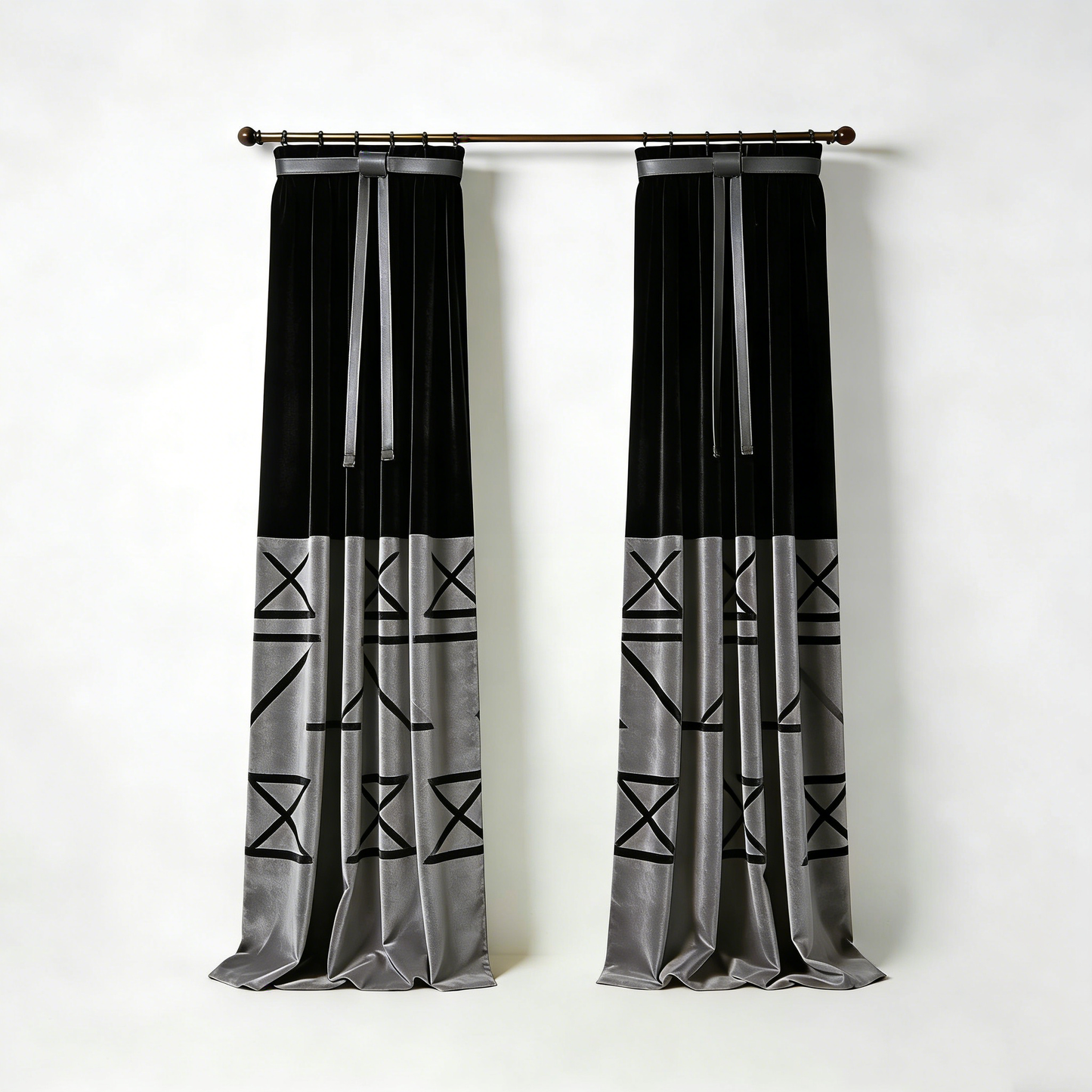Modern Geometric Velvet Curtain