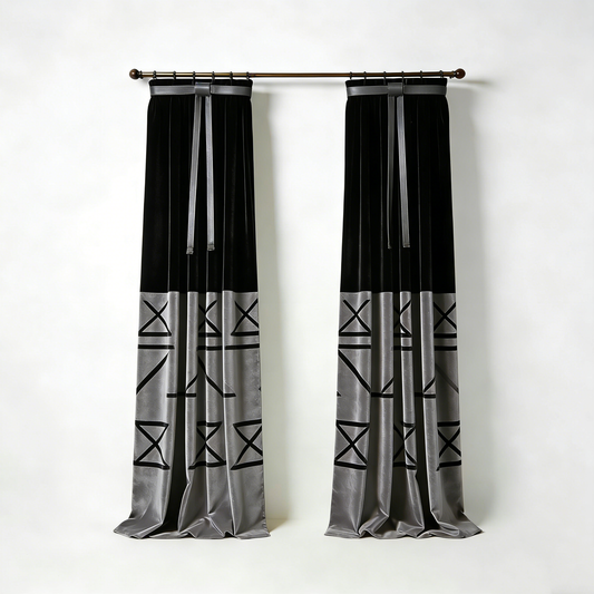 Modern Geometric Velvet Curtain
