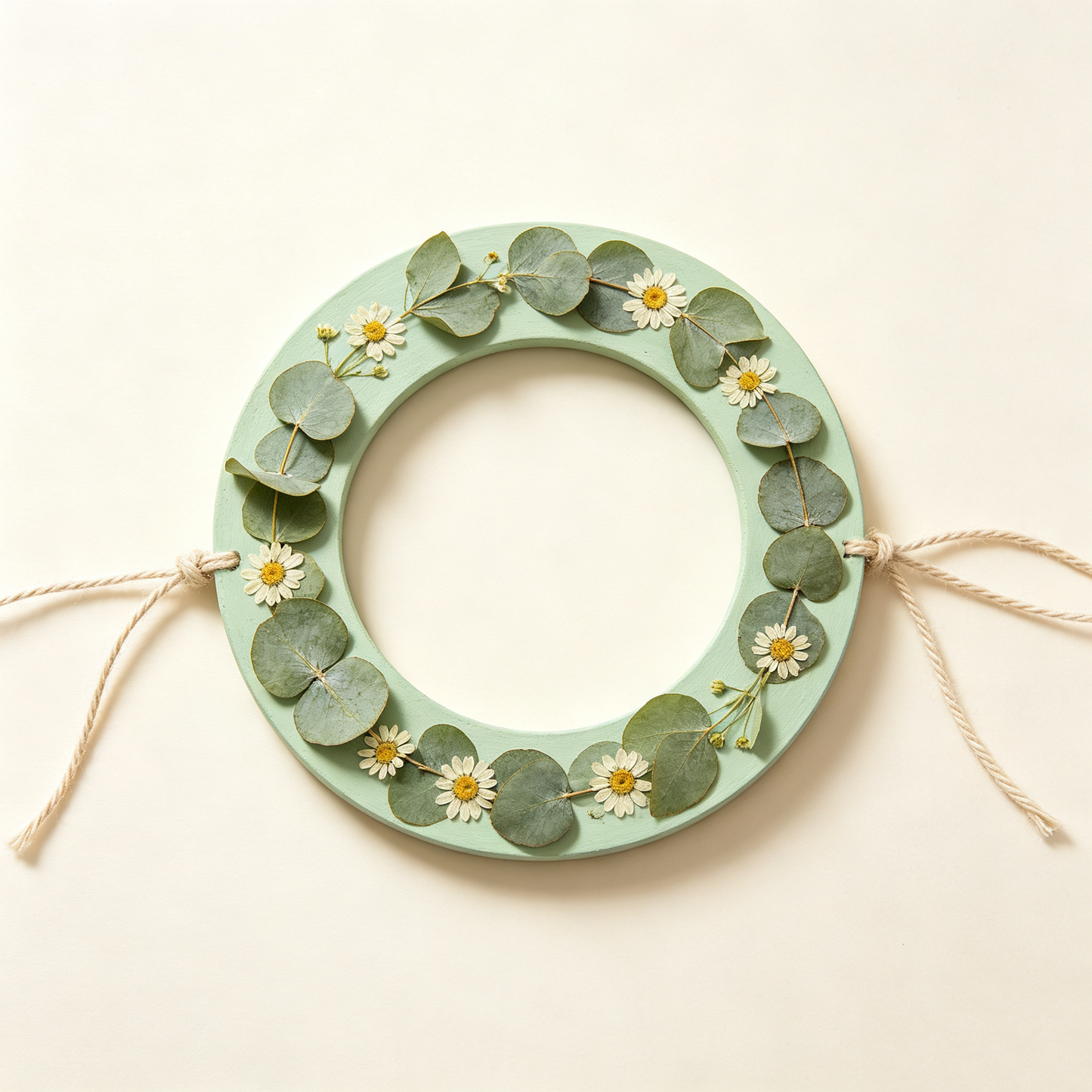 Mint Green Dried Eucalyptus Daisy Wreath Photo Frame