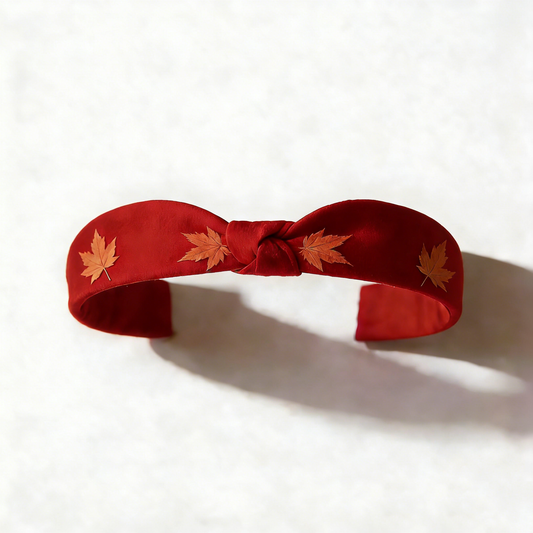 Red Maple Leaf Bow Headband