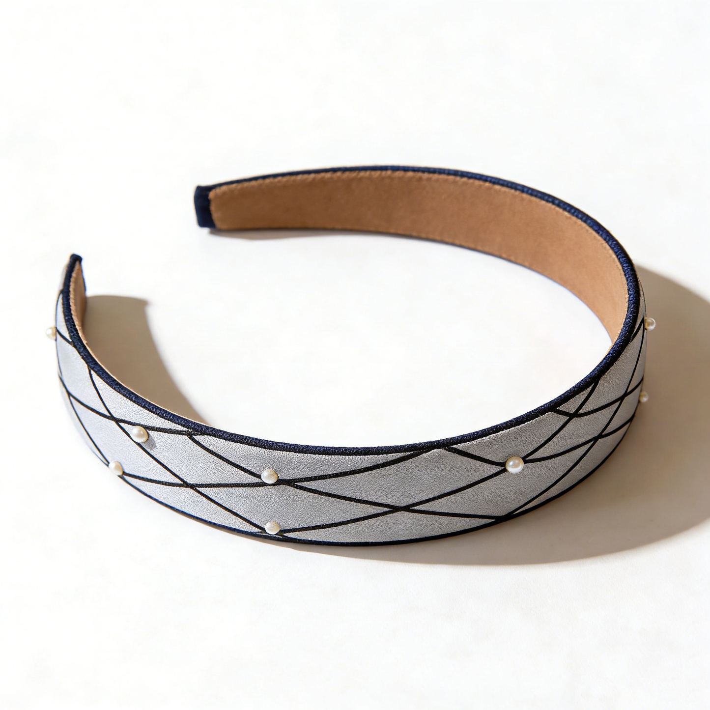 Silver Geometric Pearl Headband