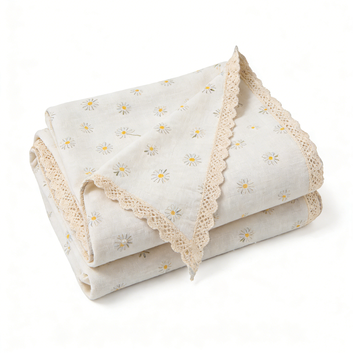 Daisy Linen Lace Throw Blanket