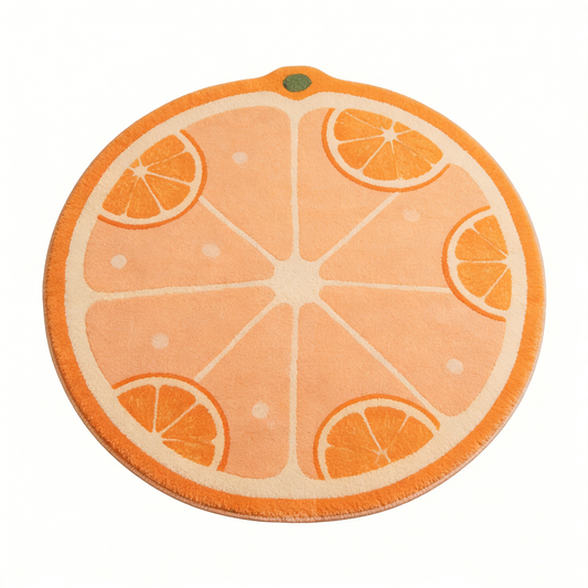 Round Orange Slice Fruit Rug