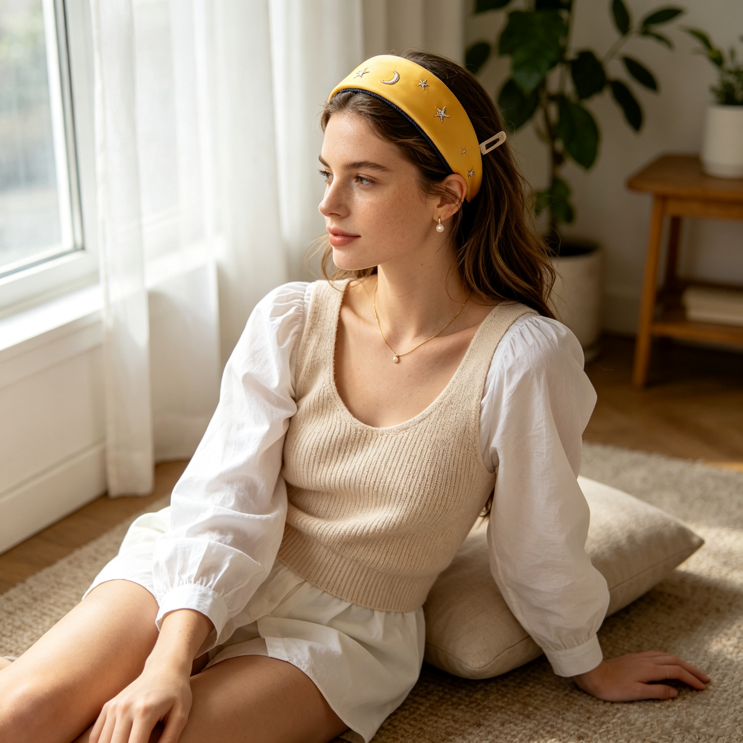 Gold Star & Moon Satin Headband