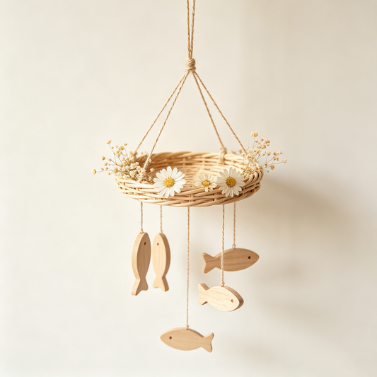 Rattan Fish Daisy Wind Chime
