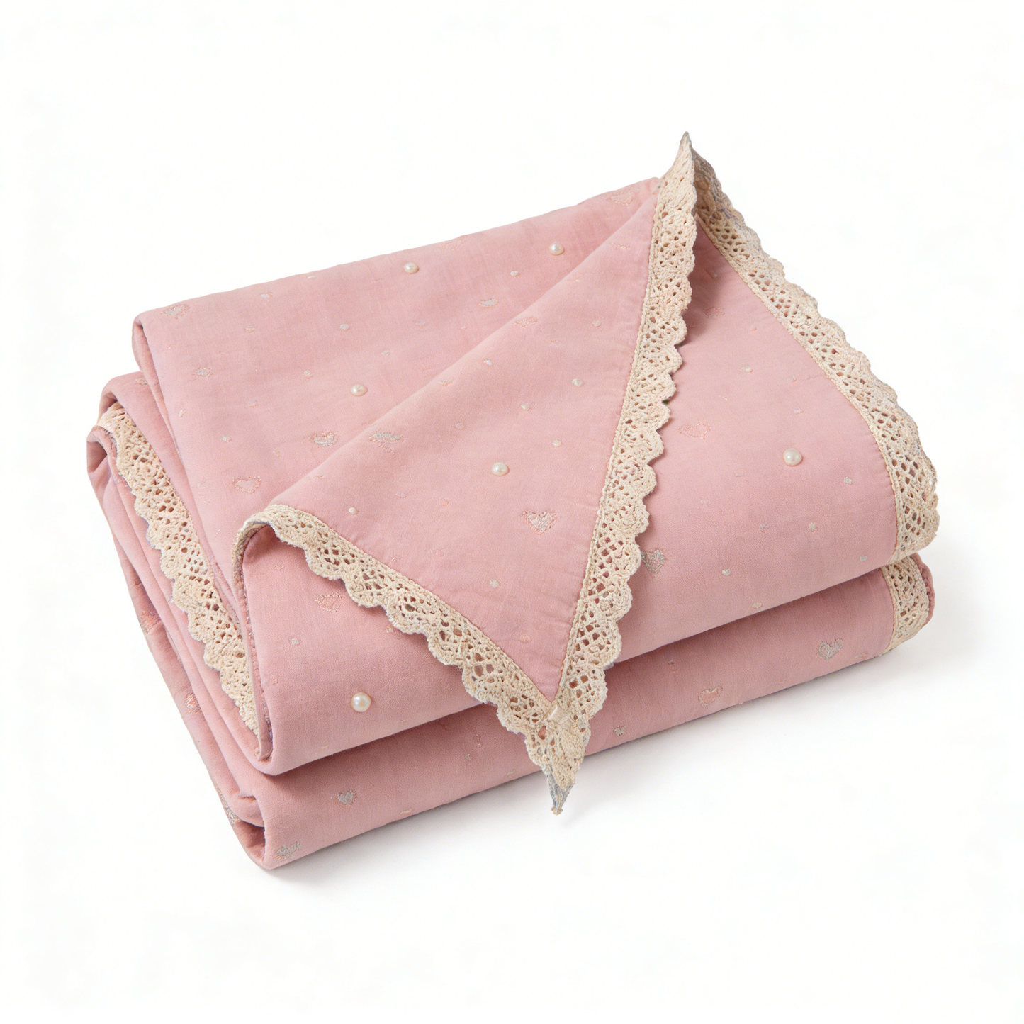 Pink Pearl Lace Throw Blanket