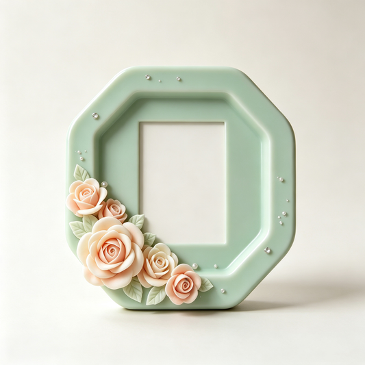 Mint Green Octagonal 3D Rose Photo Frame