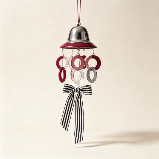 Burgundy Bell Stripe Bow Wind Chime