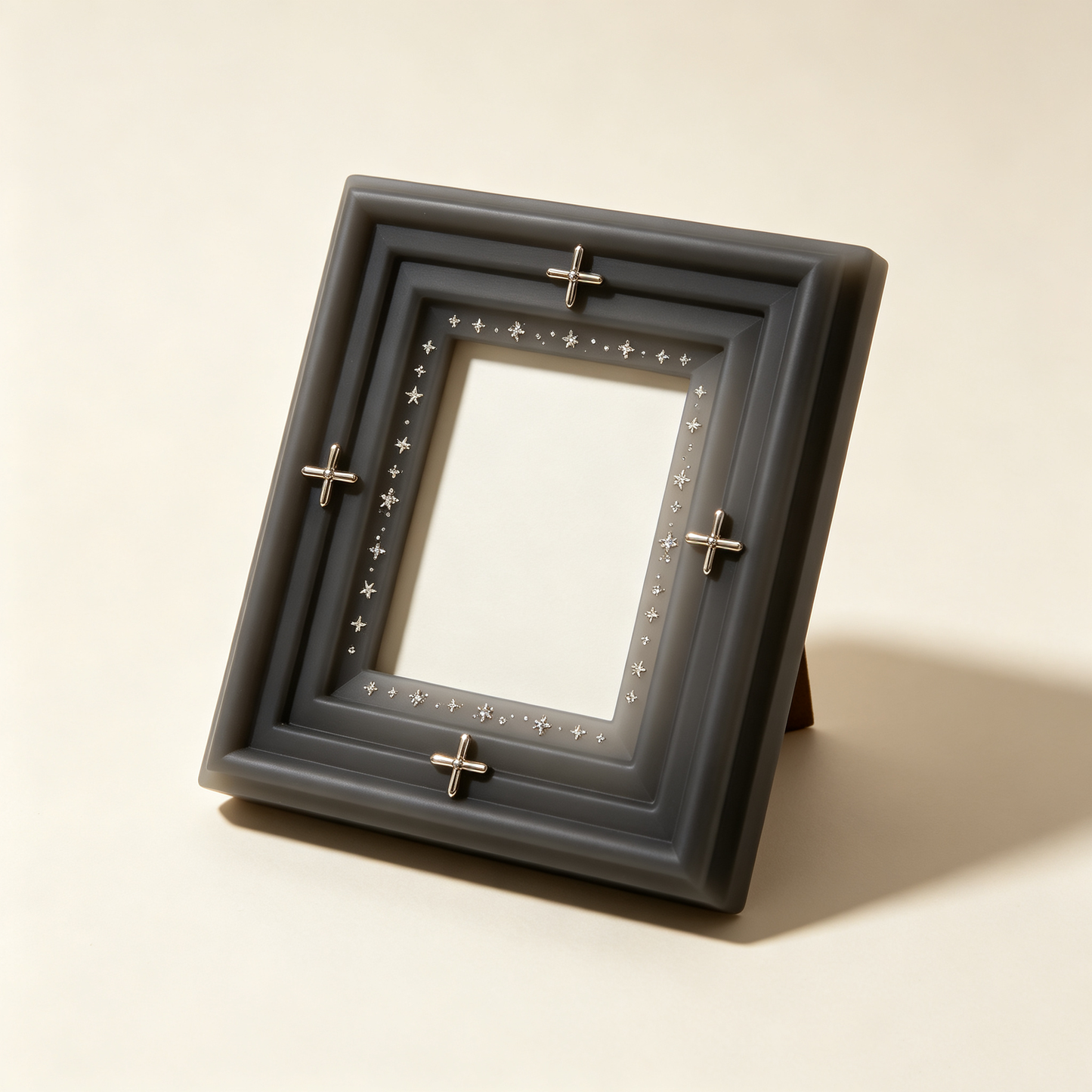 Dark Grey Cross Star Rhinestone Photo Frame