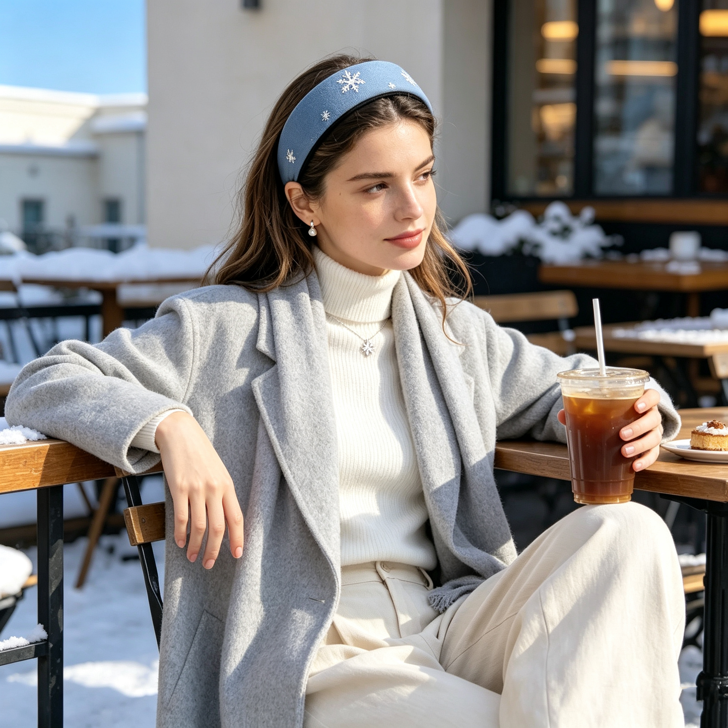 Blue Snowflake Velvet Headband