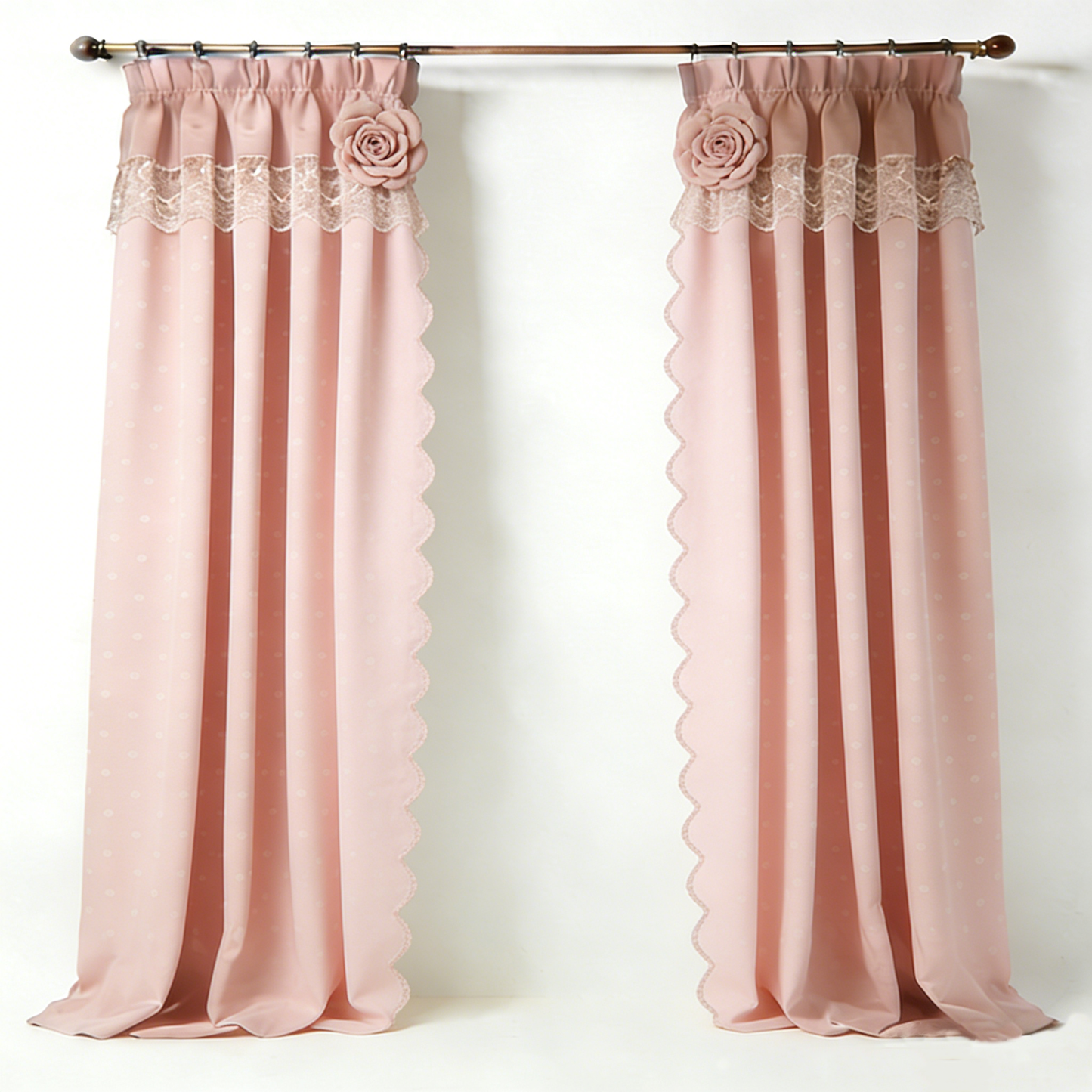 Pink Rose Scallop Curtain