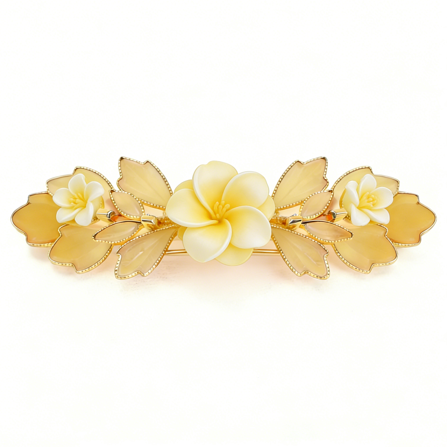 Yellow Flower Gold Hair Clip