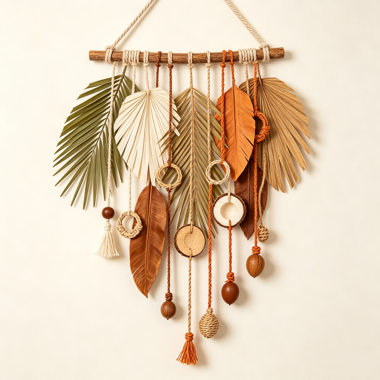 Tropical Palm Leaf Wooden Wall Hanging